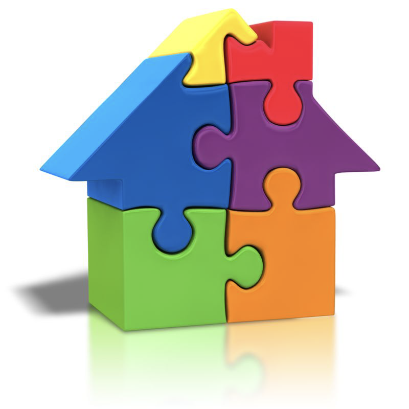 image of a graphic house shaped in puzzles