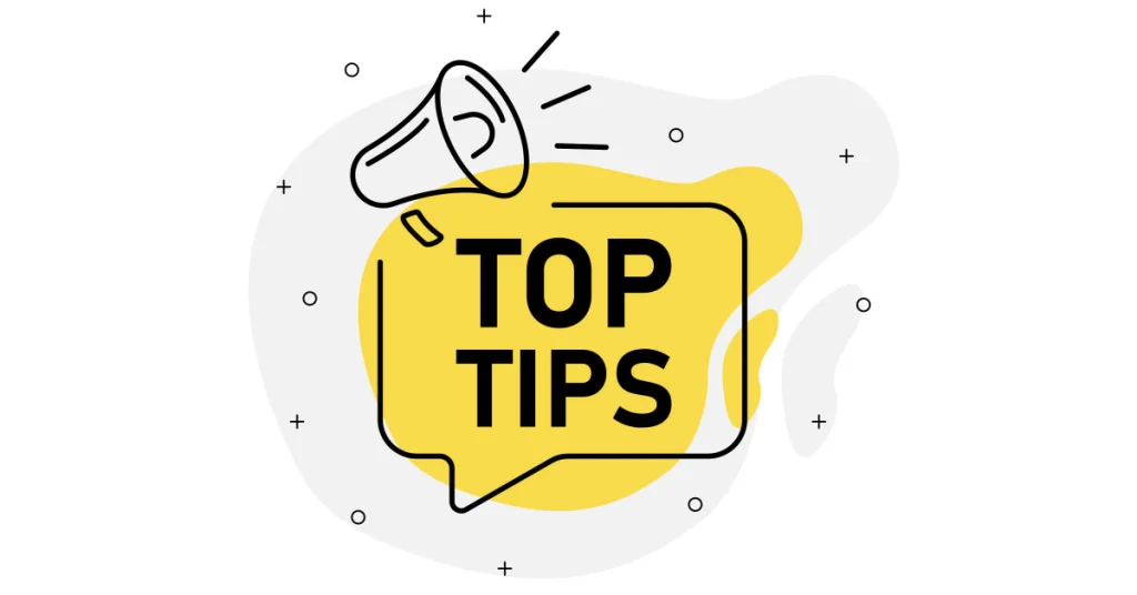 An image displaying the phrase "TOP TIPS" in a graphic format with a prominent loudspeaker positioned above it.